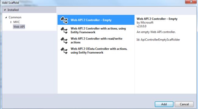 Select Web APPI2 Controller